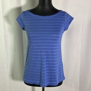 NWT LOFT Purple Textured Stripe Tie Back Short Sleeve Top